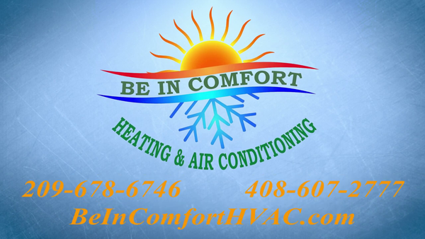 video thumbnail image of Be In Comfort logo, phones numbers, and website address